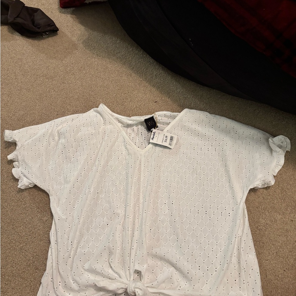 W5 White Tie Front Relaxed T-Shirt